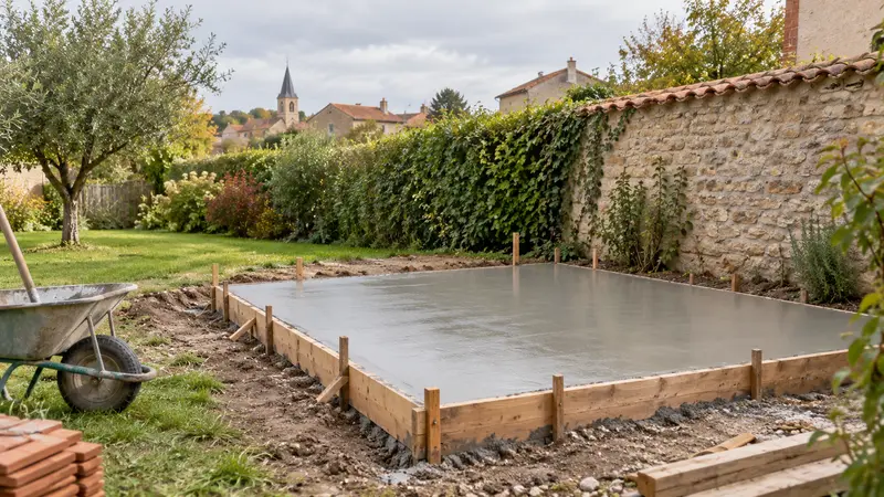 Un abri ou une dalle de jardin
